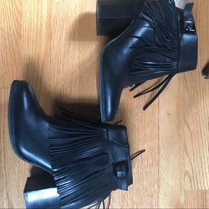 Aldo’s black leather booties with fringe size 9